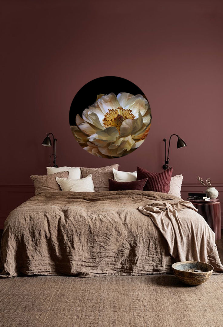 Earth Peony Round Wall Art Sticker