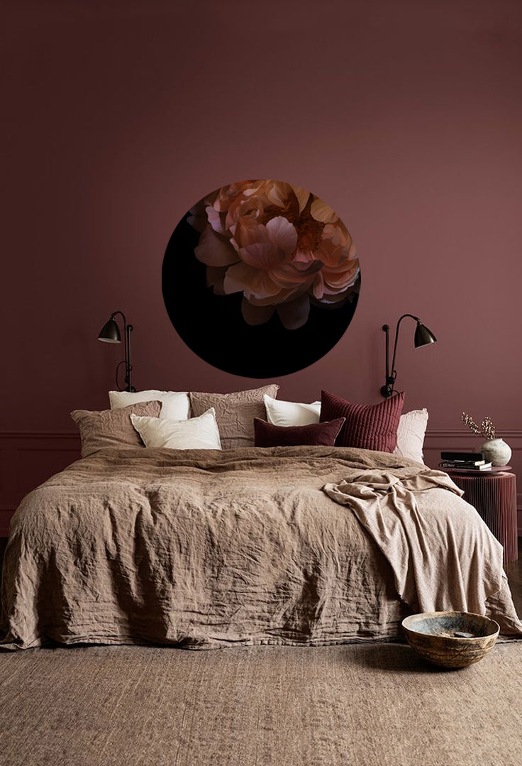Red Velvet Peony Round Wall Art Sticker