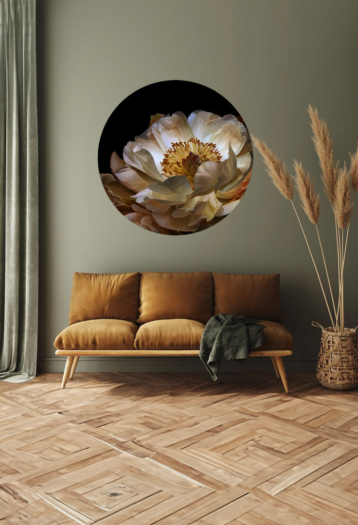 Earth Peony Round Wall Art Sticker