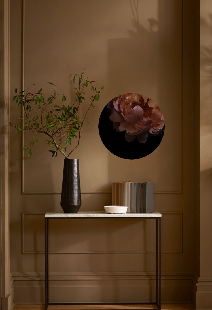 Red Velvet Peony Round Wall Art Sticker