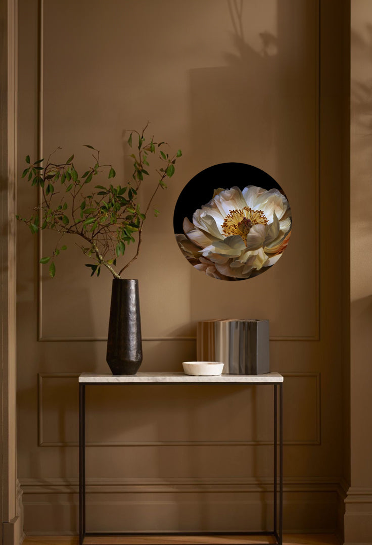 Earth Peony Round Wall Art Sticker