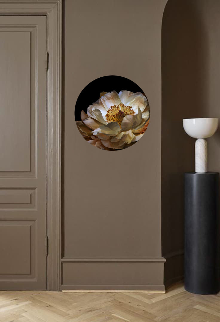 Earth Peony Round Wall Art Sticker