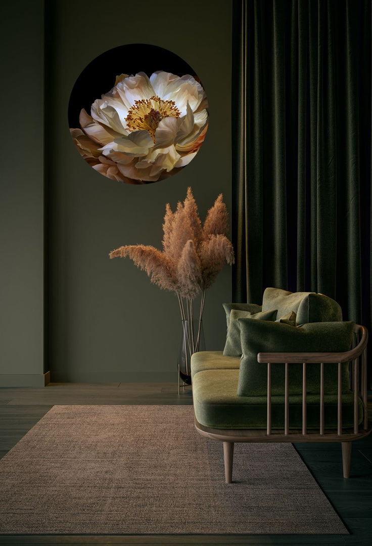 Earth Peony Round Wall Art Sticker