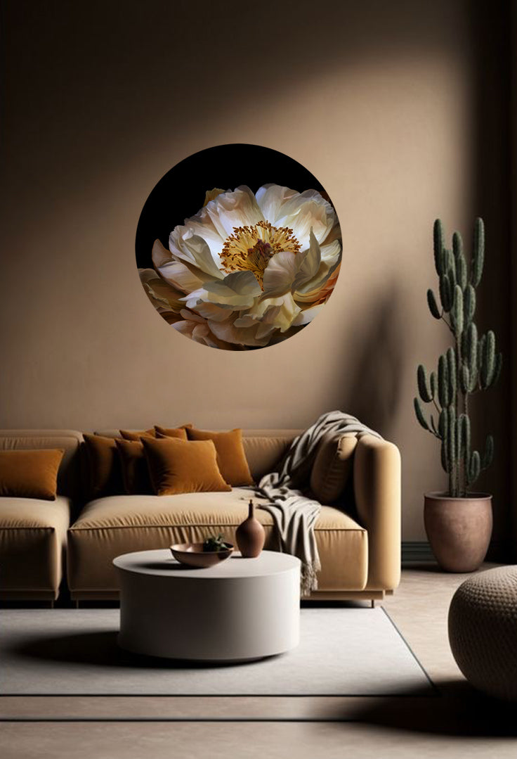 Earth Peony Round Wall Art Sticker