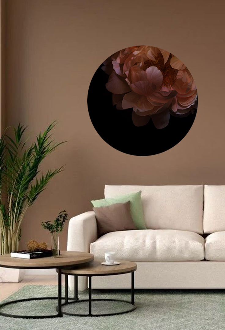 Red Velvet Peony Round Wall Art Sticker