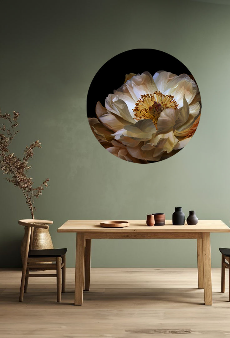 Earth Peony Round Wall Art Sticker