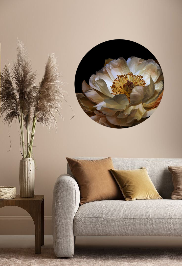 Earth Peony Round Wall Art Sticker