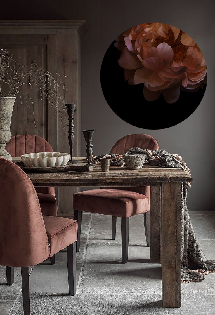 Red Velvet Peony Round Wall Art Sticker