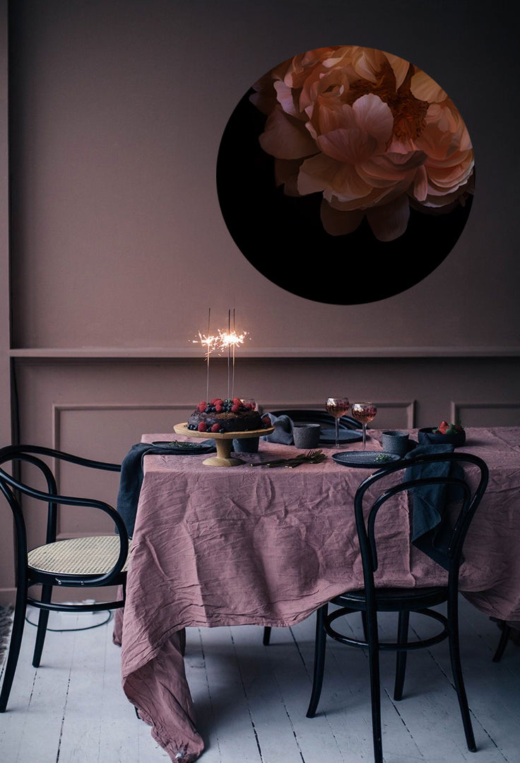Red Velvet Peony Round Wall Art Sticker