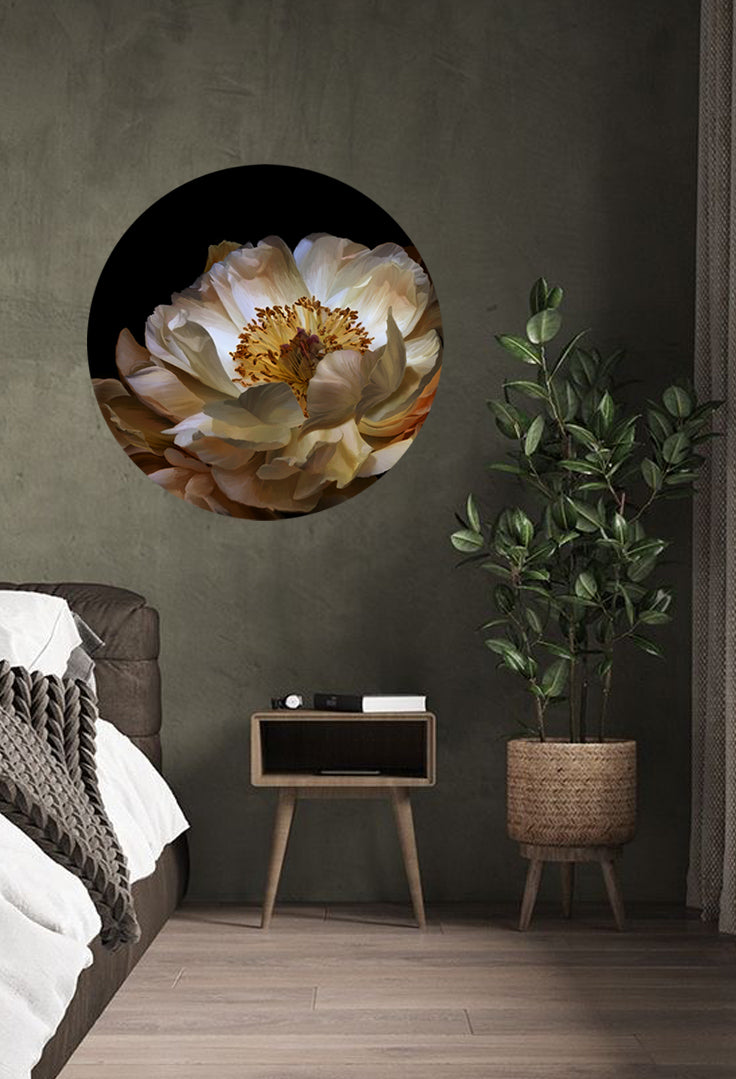 Earth Peony Round Wall Art Sticker