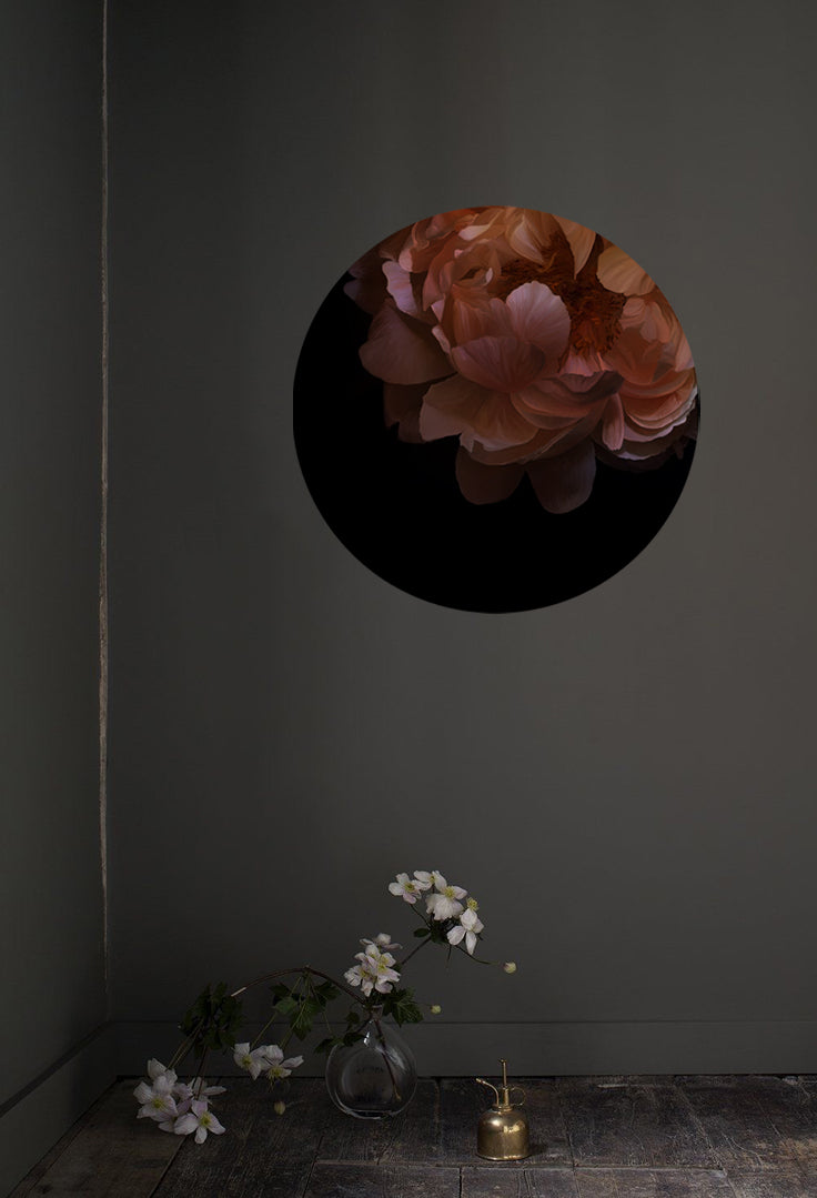 Red Velvet Peony Round Wall Art Sticker