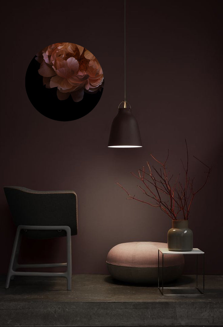 Red Velvet Peony Round Wall Art Sticker