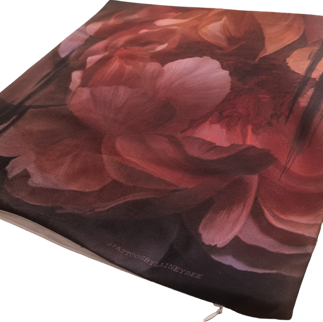 Velvet Rouge Painterly Peony Throw Pillowcase