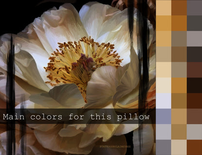 Earth Tone Painterly Peony throw pillowcase