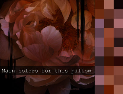 Velvet Rouge Painterly Peony Throw Pillowcase