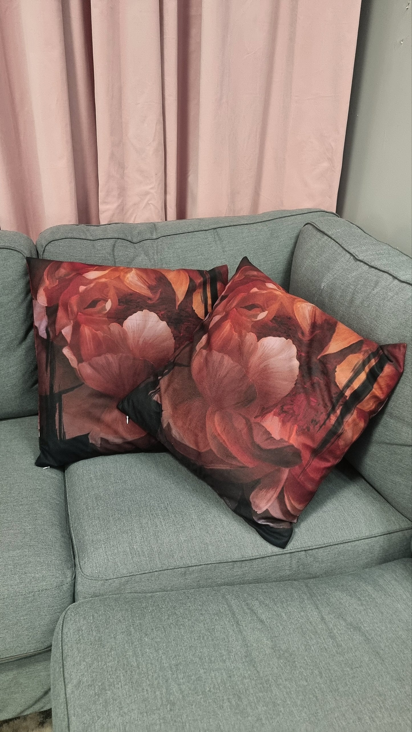 Velvet Rouge Painterly Peony Throw Pillowcase