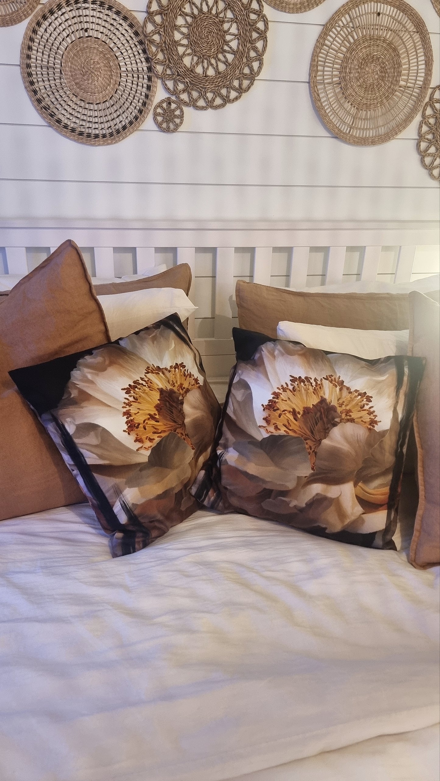 Earth Tone Painterly Peony throw pillowcase