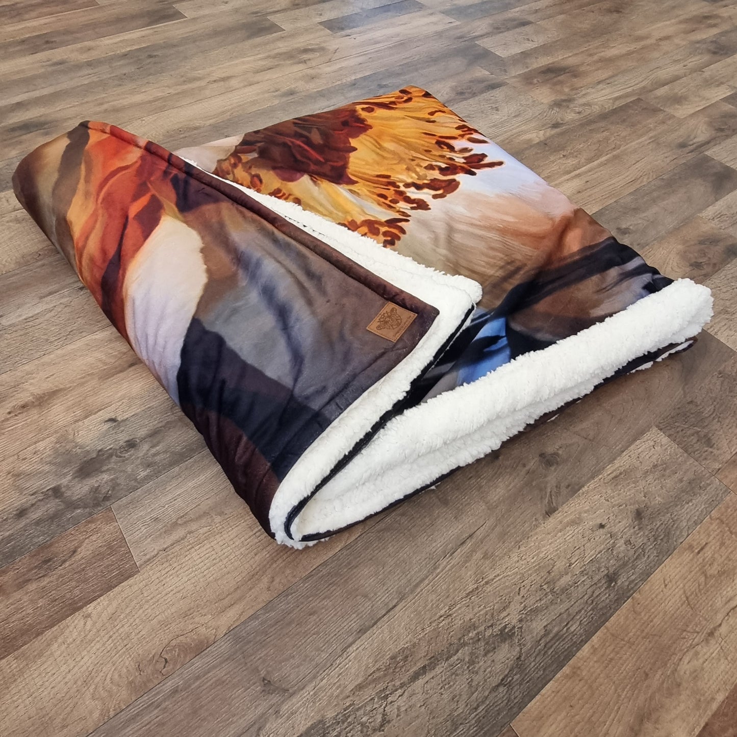 Earth tone Peony Sherpa Throw Blanket